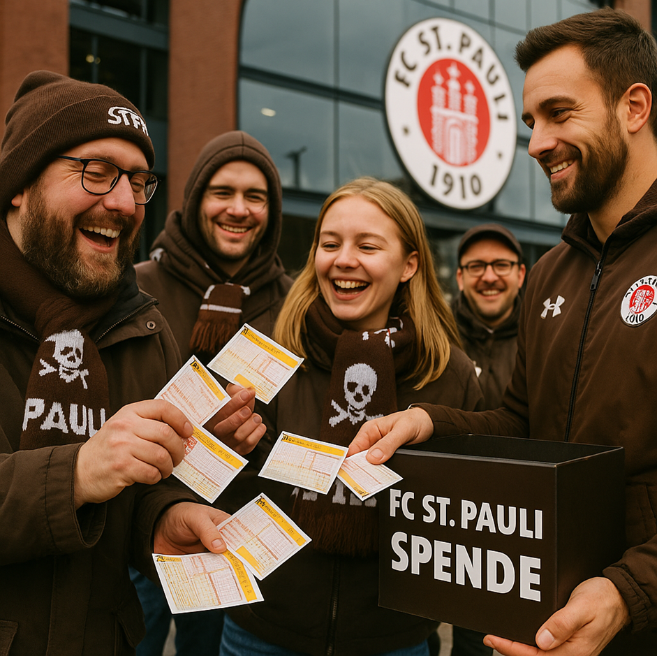 St Pauli Fans spenden ihre Lottoscheine an ihren Verein